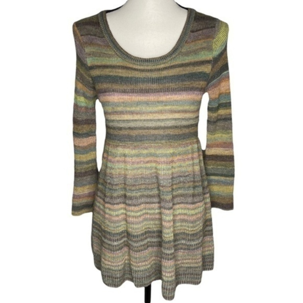 Moth Anthropologie Top Spacedye Striped Knit Swing Sweater Tunic Blouse Size XS
